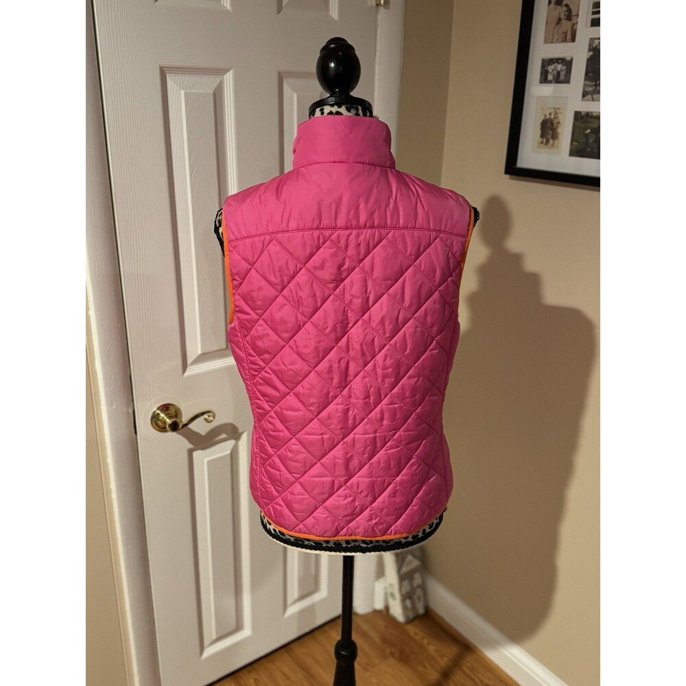 Lands' End Pink Puffer Vest size small (4-6) Quilted Full Zipper Pockets - Picture 2 of 4